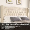 NicBex Full/King Upholstered Bed Frame with Velvet Tufted Headboard and Footboard,Wingback Headboard with Double Nail Design,Under Bed Storage - 3 of 4