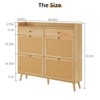 Rattan Shoe Cabinet Storage, Large Shoe Cabinet Freestanding Organizer with Wood Legs and 4 Flip Drawers - 3 of 4