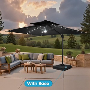 Crestlive Products 11FT Patio Double Top Cantilever Umbrella with Light and Base Set Outdoor 360° Rotation 6 Heights Adjustable Offset Umbrella - 1 of 4