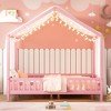 KWPZQEB Canopy Bed for Kids, Montessori Floor Bed Frame with High Guardrails and Roof, Wood Toddler Bed Frame for Girls & Boys - 2 of 4
