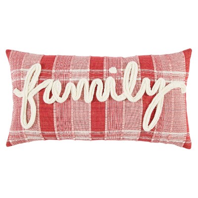 14"x26" Oversized Poly Filled Home 'Family' Lumbar Throw Pillow Red - Rizzy Home