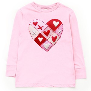 Heart Stitching Patchwork Print - Youth Long Sleeve Graphic T-Shirt - 1 of 4