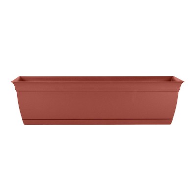 The HC Companies ECW30000E35 Indoor Outdoor 30 Inch Eclipse Series Window Garden Ornamental Planter Box with Removable Attached Saucer, Terra Cotta