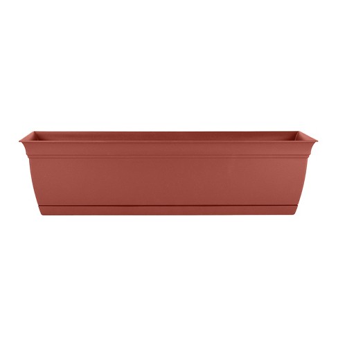 The HC Companies ECW30000E35 Indoor Outdoor 30 Inch Eclipse Series Window Garden Ornamental Planter Box with Removable Attached Saucer, Terra Cotta - image 1 of 4