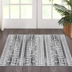 Modern Geometric Area Rug for Living Room, Plush & Soft Faux Wool,Machine Washable Non-Slip Large Carpet for Living Room, Bedroom - 1 of 4