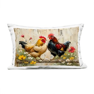 Stupell Industries Country Chic Floral Roosters Outdoor Decorative Throw Pillow, 14 x 20 - 1 of 3