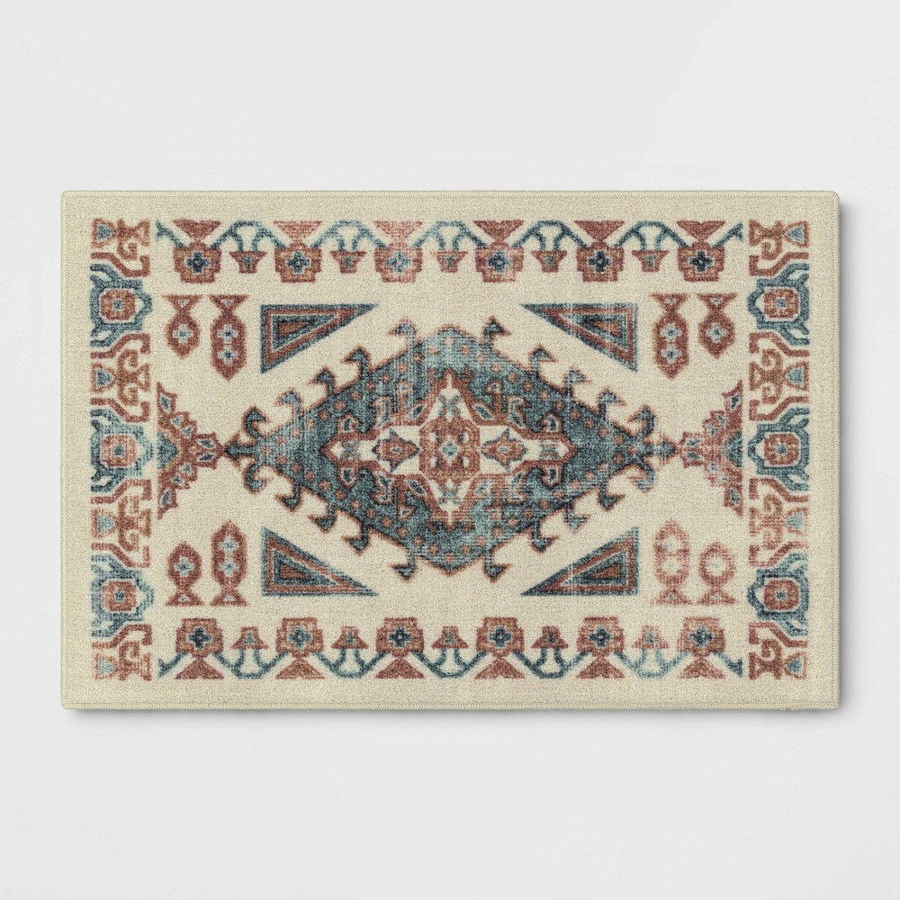 2'x3' Albany Double Diamond Center Medallion Persian Style Rug Tan - Threshold™