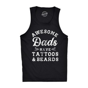 Mens Fitness Tank Awesome Dads Have Tattoos And Beards Tanktop Funny Fathers Day Shirt - Crazy Dog Men's Tank Top - 1 of 4