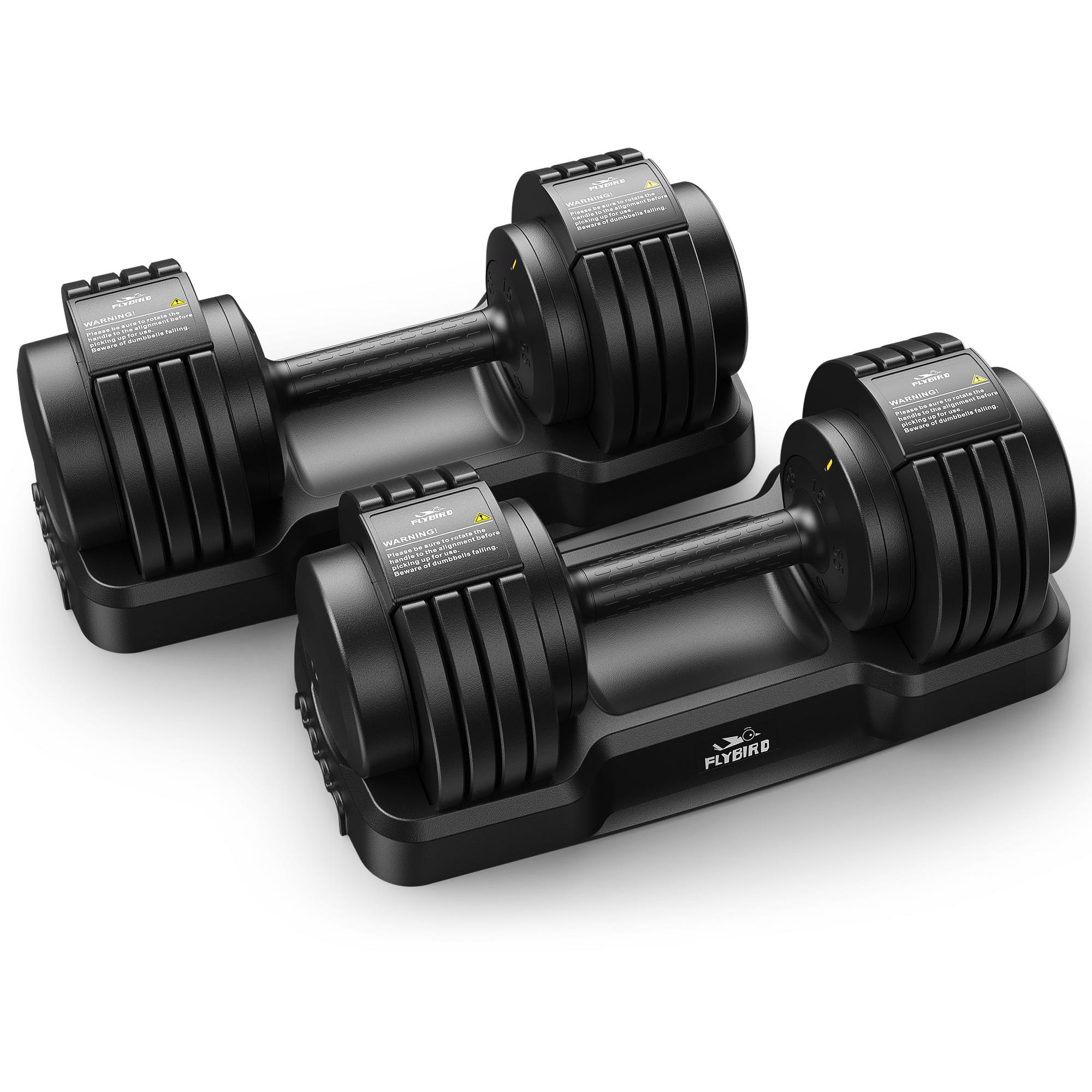FLYBIRD 1 Pair 55LBS-Adjustable Dumbbell, Multi-weight Options for Full Body Workout（110LB in Total）