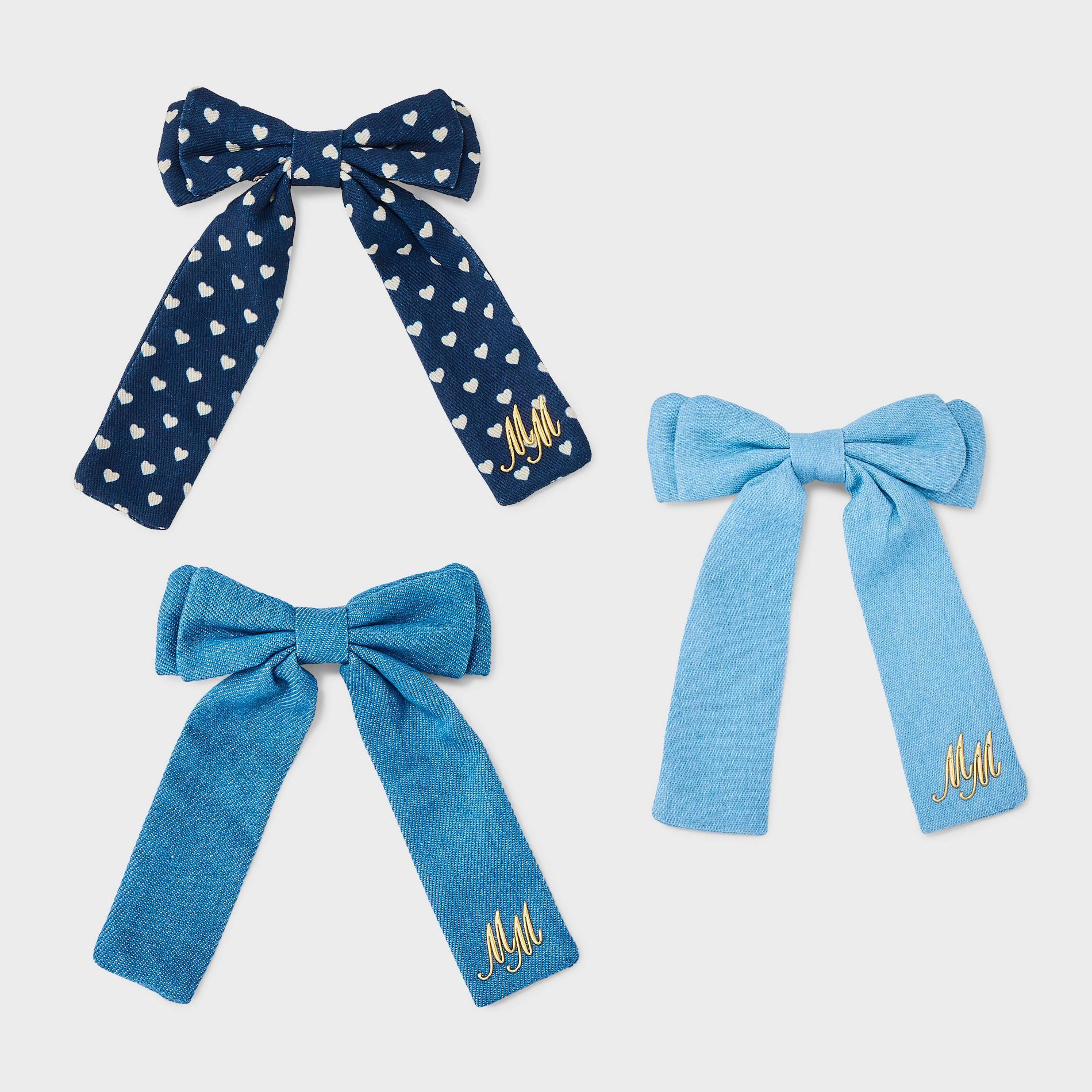 Megan Moroney Denim Bow Pack Graphic Hair Clip - Blue