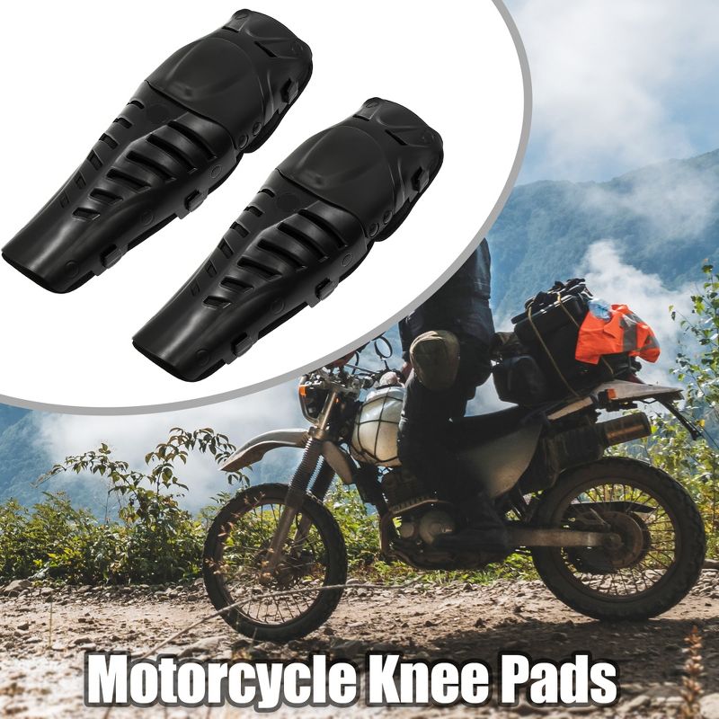 Unique Bargains Motorcycle Knee Elbow Pads Motorcycle Knee Guards with Adjustable Strap for Adults Black 2 Pcs, 2 of 7