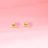 Girls' Pink Heart Screw Back 14k Gold Earrings - In Season Jewelry - 4 of 4