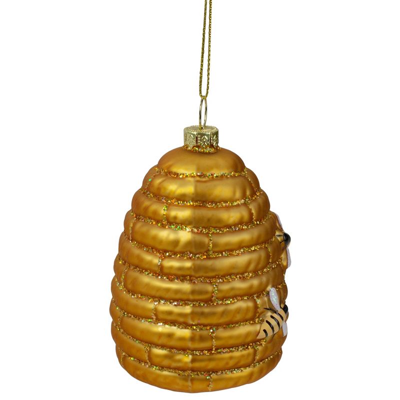 Northlight 3.5" Gold Holiday Collections Glass Beehive Christmas Ornament, 2 of 5