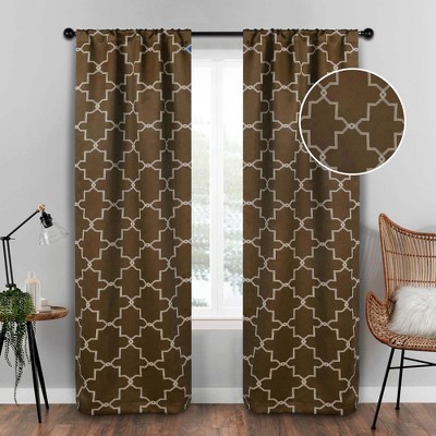 Vintage Geometric Trellis Room Darkening Semi- Blackout Curtains, Set of 2 by Blue Nile Mills