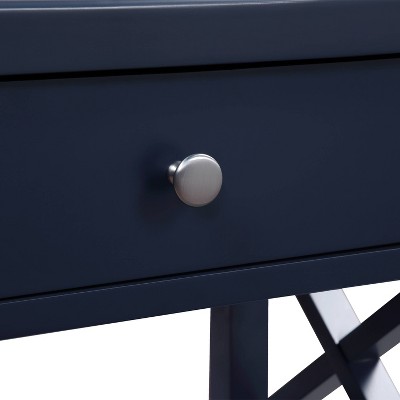 Marta Midnight Blue 1-Drawer Hardwood Nightstand with Shelf