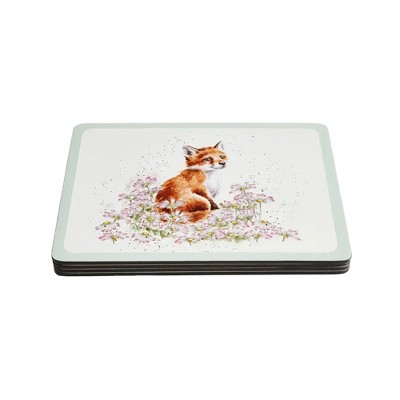 Portmeirion Wildflower Placemats (Set of 4) - Wrendale Designs, Cork-Backed Board, Decorative Dining Placemats, Easy Maintenance & Durable