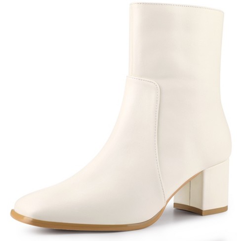 Allegra K Women's Square Toe Side Zip Block Heel Ankle Boots : Target