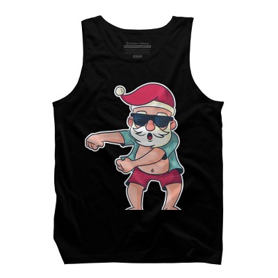 Men's Design By Humans Funny Christmas Flossing Santa By rasok Tank Top