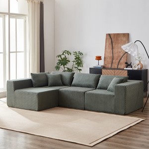 SKRAN 104" Modular L Shaped Sectional Sofa with Upholstered,Free Combination,Foam-Filled Compressed Sofa for Living Room,Bedroom,Corduroy - 1 of 4