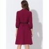 Allegra K Women's A Line Sweetheart Neck 3/4 Sleeve Belt Vintage Cocktail Dresses - 4 of 4