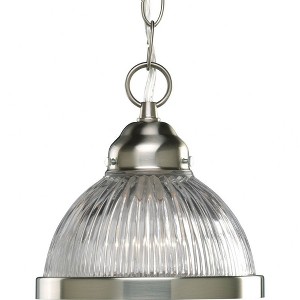 Progress Lighting, Prismatic, 1-Light Mini-Pendant, Brushed Nickel, Clear Glass Shade - 1 of 2