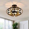 PAKOKULA 3-Light Black and Gold Open Cage Shade Semi-Flush Mount Ceiling Light - 2 of 4