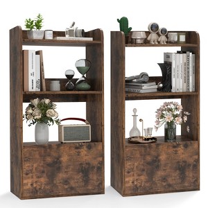 Tangkula 2PCS Bookcase w/ Drawer 3-Tier Open Shelf Anti-Toppling Kits for Living Room - 1 of 4