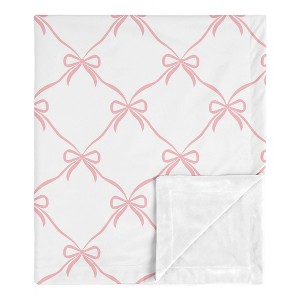 Sweet Jojo Designs Girl Baby Receiving Security Blanket Ballerina and Ballet Bows Pink and White - 1 of 4