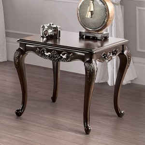 Sapphtopaz Traditional End Table with Carved Design Square Coffee Table with Curved Shape Legs Wood Side Table for Living Room, Bedroom - 1 of 4