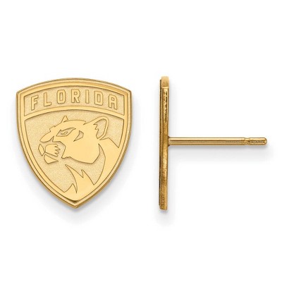 Black Bow Jewelry 14k Yellow Gold Florida Panthers NHL Stud Earrings