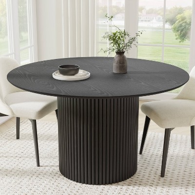 Dovelina Mid-Century Round Dining Table Wood Kitchen Table Modern Dining Room Table for 4 People - Black
