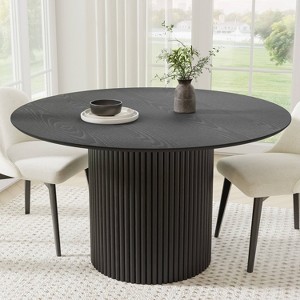 Dovelina Mid-Century Round Dining Table Wood Kitchen Table Modern Dining Room Table for 4 People - Black - 1 of 4