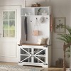 WhizMax Hall Tree with Bench and Shoe Storage, 4-in-1 Farmhouse Entryway Coat Rack, Hallway Shoe Bench with Storage, White - 2 of 4