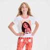 Girls' Moana 2pc Short Sleeve Pajama Set - Orange/White - 3 of 4