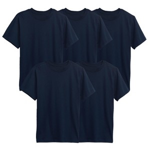 Action Thread Boy's Short Sleeve Crew Neck Premium Soft Cotton Blend T Shirt -5 Pack - 1 of 3