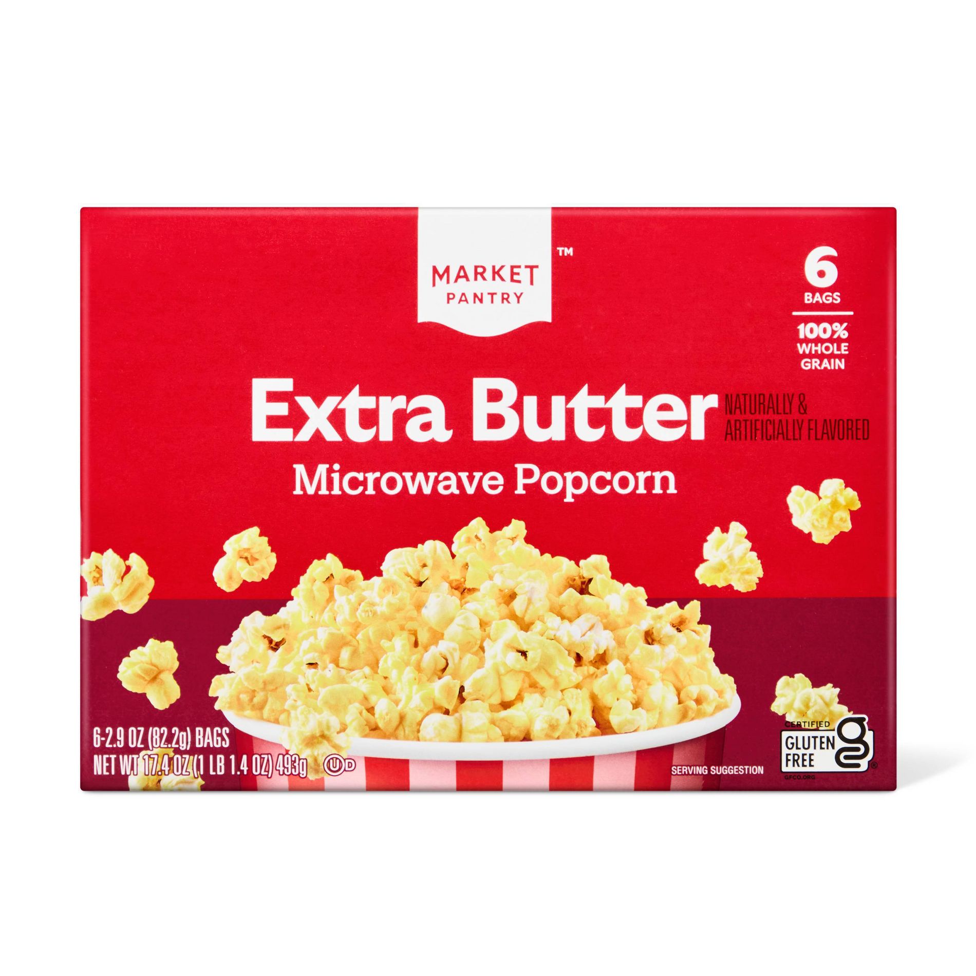 Extra Butter Microwave Popcorn - 6ct - Market Pantry™