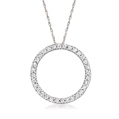 Ross-Simons 0.50 ct. t.w. Diamond Eternity Circle Pendant Necklace in 14kt White Gold