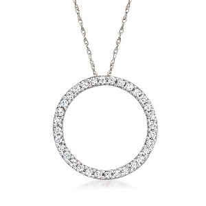 Ross-Simons 0.50 ct. t.w. Diamond Eternity Circle Pendant Necklace in 14kt White Gold - 1 of 3