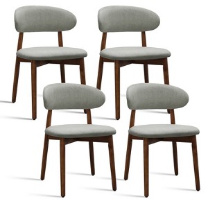 Set of 4 Flannelette Upholstered Dining Chairs with Walnut Solid Wood Legs, Mid-Century Armless Accent Chairs for Kitchen, Dining, or Office - 1 of 4
