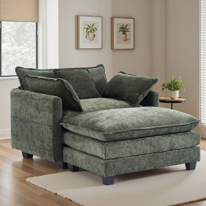 Busaurus Oversized Chenille Indoor Chaise Lounge Chair with Ottoman - 1 of 4