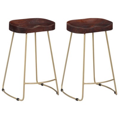 vidaXL Bar Chair Set of 2 Walnut brown and brass