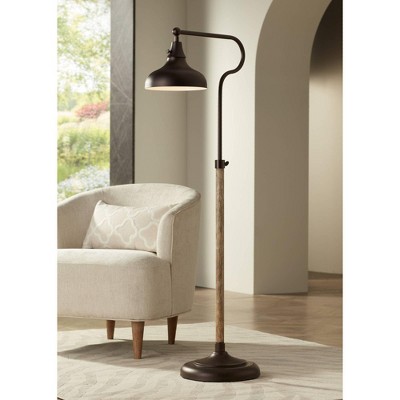 Ferris 57" Bronze Adjustable Pharmacy Floor Lamp with Faux Wood Grain