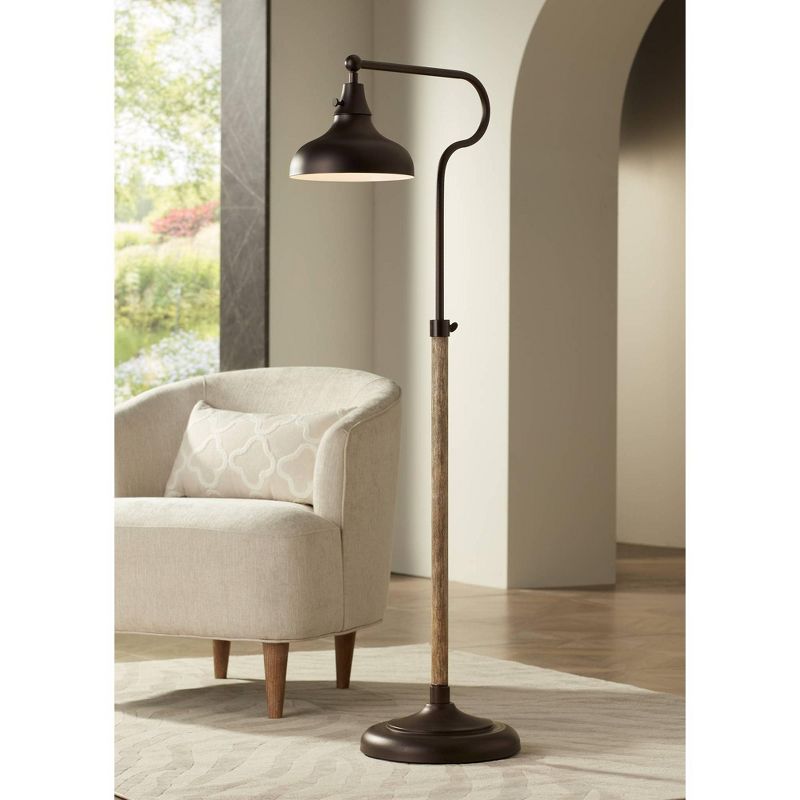 Franklin Iron Works Ferris Rustic Farmhouse Pharmacy Floor Lamp 57" Tall Bronze Faux Wood Grain Adjustable for Living Room Reading Bedroom Office Home, 3 of 11