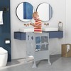 Costway Folding Kitchen Kids Step Ladder Stool Wooden Toddler Safety Tower Helper Coffee/White - 4 of 4