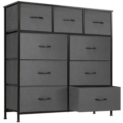 FURNIinspire Utility Storage Cabinets 9 Drawer Multi-Functional Tall Dresser Ideal for Organization in Kids Rooms and Beyond, Gray, 39.3"*11.8"*39.9"