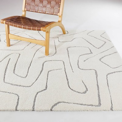 Gray and Ivory Abstract Rectangular Kids' Area Rug