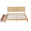 PAGED Full Size Platform Bed Modern Wooden Bed Frame with 2 Storage Drawers and Rattan Headboard for Bedroom, Easy Assembly - 4 of 4