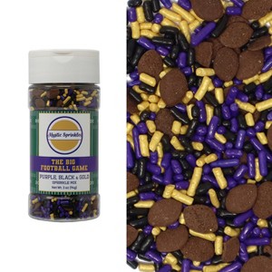 Mystic Sprinkles The Big Football Game - Purple, Black & Gold Sprinkle Mix 3oz - 1 of 3