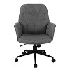 Okak Modern Home Office Desk Chair, Upholstered Tufted Vanity Chair with Arms and Wheels, 360 Swivel Chair for Reading Room, Study, Gray - 3 of 4