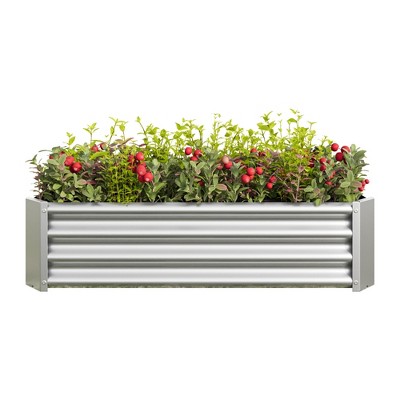 DOMETOUR Metal Raised Garden Bed, Rectangle Raised Planter 4×2×1ft for Flowers Plants, Vegetables Herb